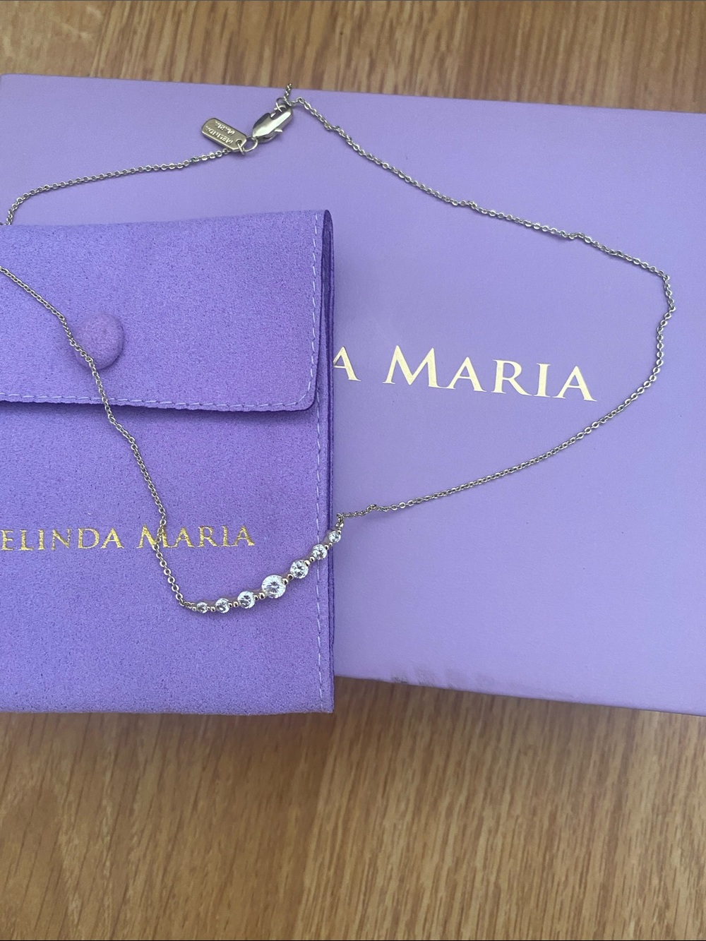 Melinda Maria She’s an Icon Gold Necklace with Clear Stones